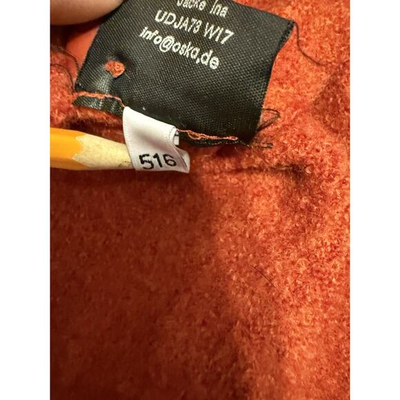 OSKA Boiled Wool Jacket Cardigan SIZE 1 / Small Orange 100% Wool Two Button - Picture 5 of 10